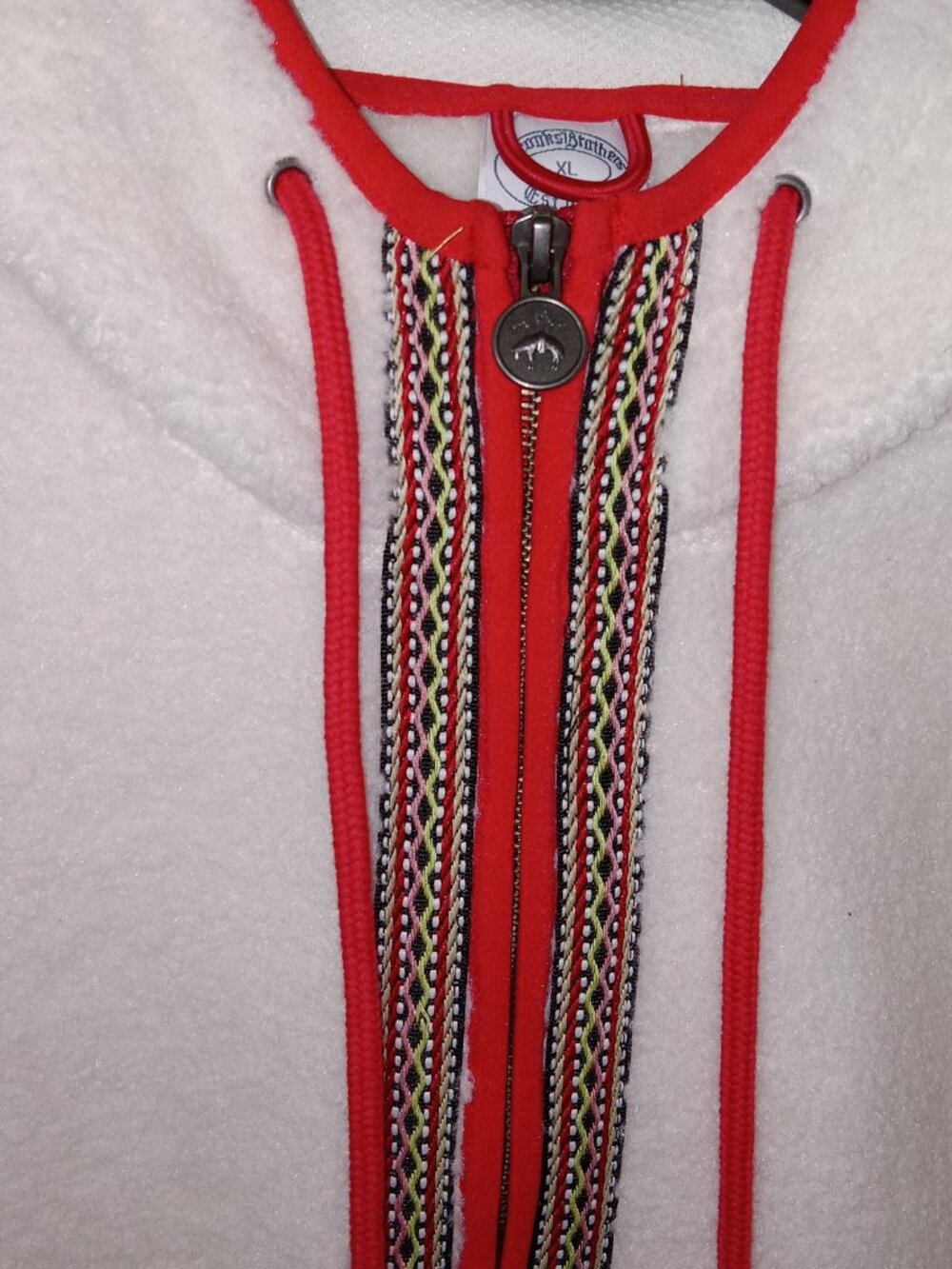 Brooks Brothers Teddy Sherpa Fleece Hoodie XL White Red Trim Pullover Jacket NEW - Picture 10 of 15